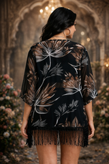 Elegant Sheer Floral Kimono Cover-Up