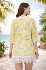 lightweight floral kimono shrug - yellow
