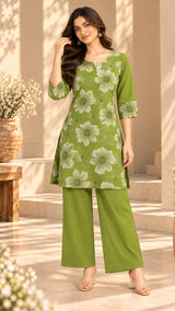 Rivayat Green || Floral Printed Kurta Palazzo Set