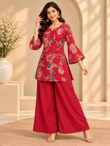 Avira Pink || Floral Printed Kurta Palazzo Set
