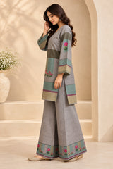 Zehra || Grey & Sage Green Floral Printed Kurta Palazzo Co-Ord Set