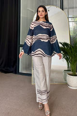 Modern abstract-printed co-ord set