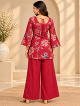 Avira Pink || Floral Printed Kurta Palazzo Set