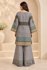 Zehra || Grey & Sage Green Floral Printed Kurta Palazzo Co-Ord Set