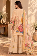 Creaminess || Cream Floral Printed Kurta Palazzo Set with Dupatta