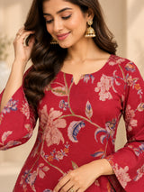 Avira Pink || Floral Printed Kurta Palazzo Set