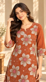 Rivayat Rust || Floral Printed Kurta Palazzo Set