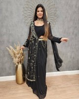 FANCY PARTY WEAR FAUX GEORGETTE LEHENGA SAREE WITH BLOUSE & SHRUG 🌟