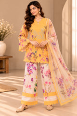 Yellow Garden || Floral Printed Kurta Palazzo Set with Dupatta