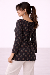 Black Floral Printed Kurti