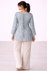 Blue Floral Printed Kurti – Soft Elegance