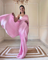 Cotton Satin Polka Dot Saree – Soft, Silky & Timeless Elegance