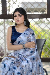 Blue Blossom Floral Saree