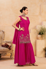 Wine Pink Beats Work Chinnon Kurta Palazzo Set