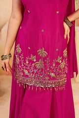 Wine Pink Beats Work Chinnon Kurta Palazzo Set