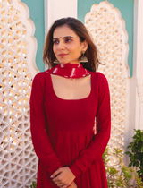 This elegant designer gown, crafted from premium-quality Rayon fabric