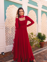 This elegant designer gown, crafted from premium-quality Rayon fabric