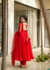 Royal Scarlet Anarkali Set