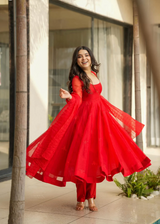 Royal Scarlet Anarkali Set