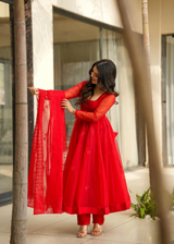 Royal Scarlet Anarkali Set