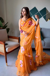 Saffron Petal Elegance Saree