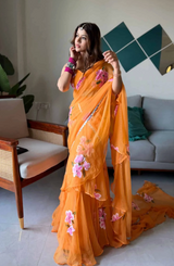 Saffron Petal Elegance Saree