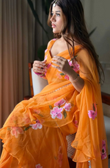 Saffron Petal Elegance Saree