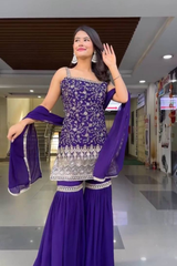 Unveil your festive charm with our exclusive 3-piece Sharara Set