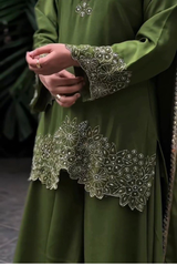 Elevate your ethnic style with this premium 3-piece Chinon Silk Plazo Set