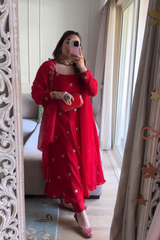 Step into sheer elegance with this luxurious 3-piece Chinon Silk Suit Set