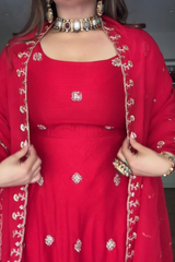 Step into sheer elegance with this luxurious 3-piece Chinon Silk Suit Set