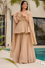 Step into sheer elegance with our Tabby Organza Plazo Set