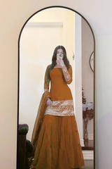 Step into elegance with our premium Sharara Set, crafted with rich fabric(imp)