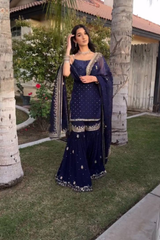 Step into effortless elegance with our stunning 3-piece Sharara Set