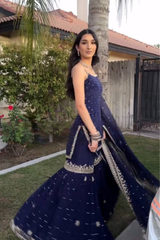 Step into effortless elegance with our stunning 3-piece Sharara Set