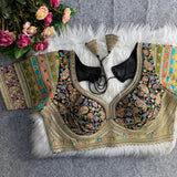 Multicolor Embroidered Designer Blouse - Unstitched
