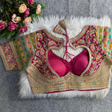 Multicolor Embroidered Designer Blouse - Unstitched