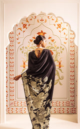 Roohani Sketch Ivory Satin Saree