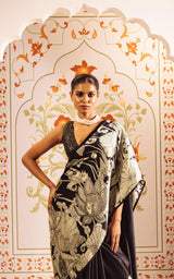 Roohani Sketch Ivory Satin Saree