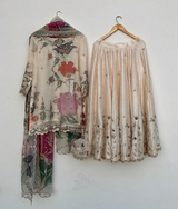 EXCLUSIVE DESIGNER HEAVY CHINON SEQUENCE EMBROIDERY WORK SUIT WITH FULL FLAIR GHARARA