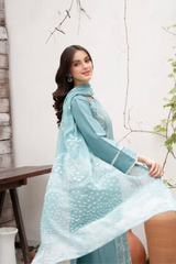 DESIGNER WEAR EXCLUSIVE SUIT IN SEQUENCE EMBROIDERED ROMAN SILK FABRIC TOP AND PANT WITH DUPATTA PAIR