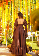 Brown Floral Statement Maxi Dress