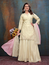 Hans Wala Safayd – Premium Embroidered Satin Suit Set