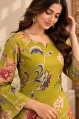 Olive Bloom Floral Printed Kurta Palazzo Set