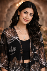 Elegant Sheer Floral Kimono Cover-Up