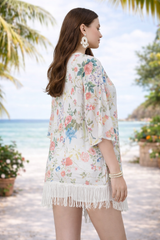 🌸 Tropical Floral Sheer Kimono Cover-Up