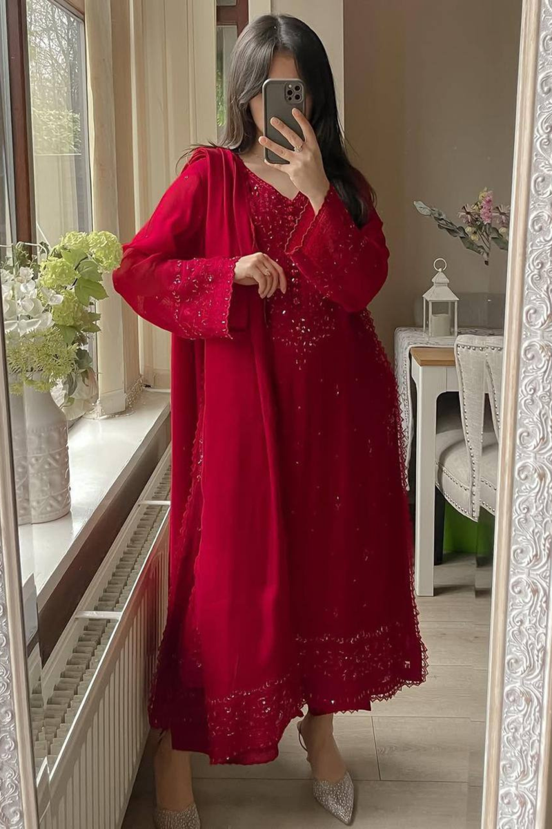 Elevate your festive wardrobe with this Exclusive 3-Piece Plazzo Set