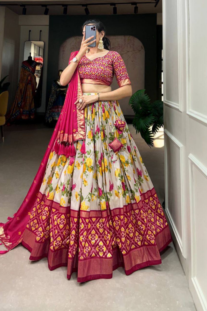 This elegant lehenga set is a true celebration of heritage and sophistication, perfect for weddings.