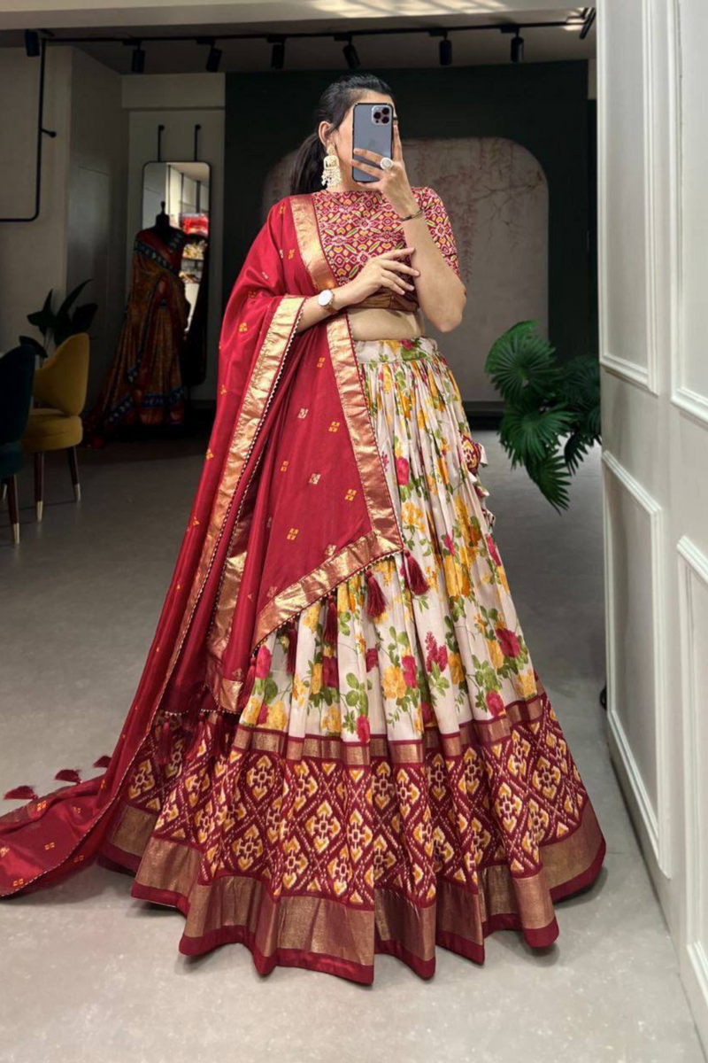 This elegant lehenga set is a true celebration of heritage and sophistication, perfect for weddings.