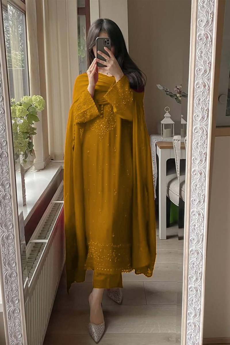 Elevate your festive wardrobe with this Exclusive 3-Piece Plazzo Set